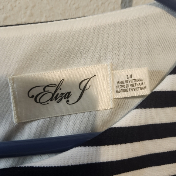 Eliza J size 14 Striped and Floral Mixed Media Scuba Ruffle Dress Brand New! - Picture 7 of 9